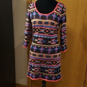 Flying tomato multicolored knit sweater dress warm